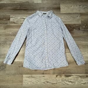 J.McLaughlin Blue Stripe Embroidered Button Down Shirt Cotton Size M